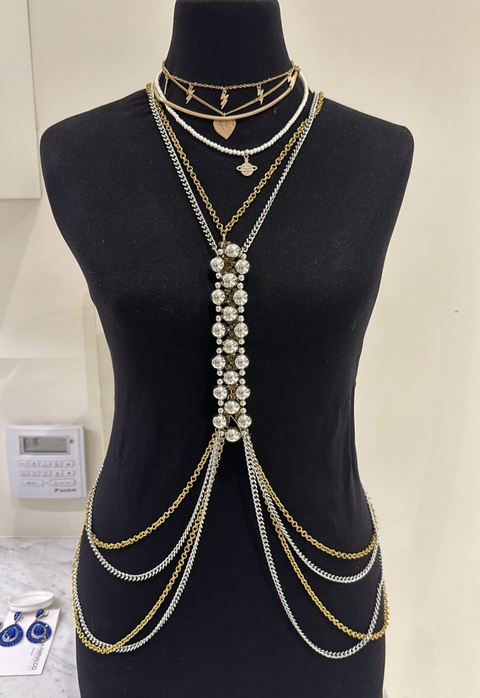 Body chain pelotas plateadas 